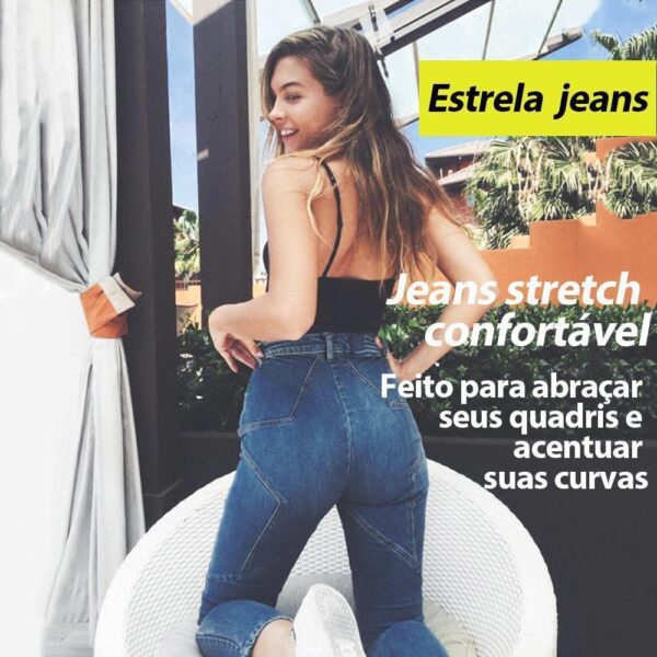 Calça Jeans Denim de Costura Estrela dos Anos 70 - Loja Oficial | XploudShop