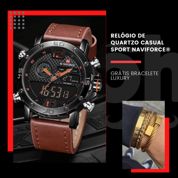 Combo Relógio de Quartzo Casual Sport Naviforce® GRÁTIS Bracelete Luxury - Loja Oficial | XploudShop