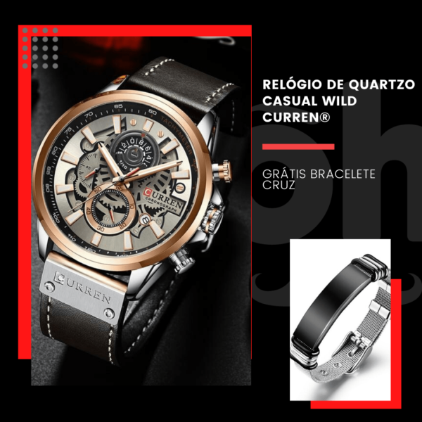Combo Relógio de Quartzo Casual Wild Curren® GRÁTIS Bracelete Prata - Loja Oficial | XploudShop