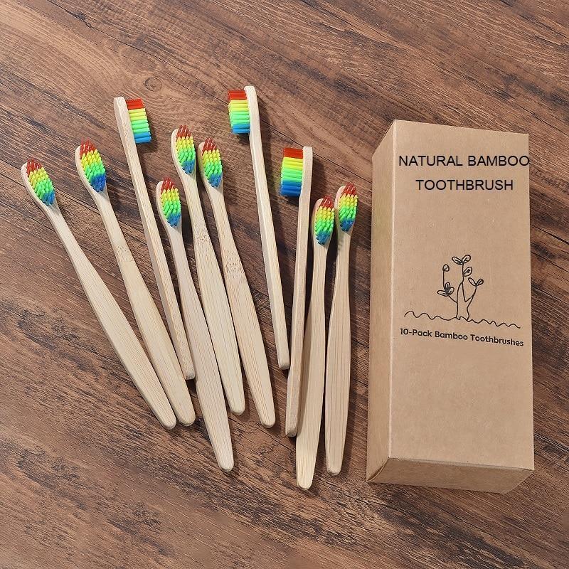Escovas de Bambu Alta Qualidade Ecológicas Biodegradáveis (Kit com 10 Escovas) - Loja Oficial | XploudShop