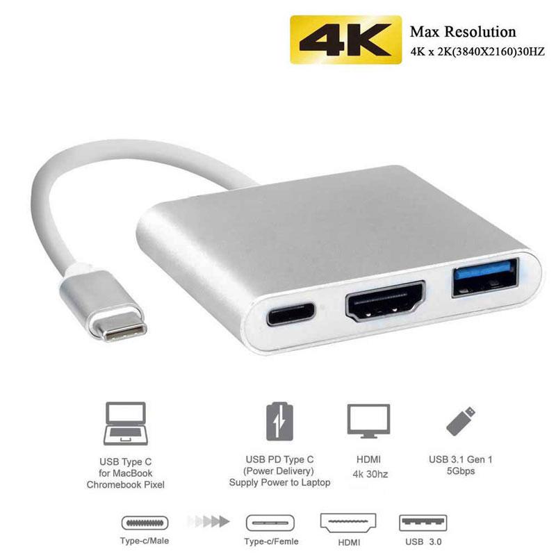 Adaptador USB 3.0 Tipo C HUB Thunderbolt 3 HDMI 4K - Loja Oficial | XploudShop