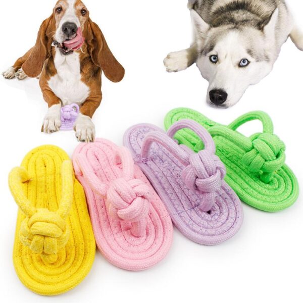 Chinelo de Corda Trançado de Mastigar para Cachorro Brinquedo Pet Estilo Sandália - Loja Oficial | XploudShop