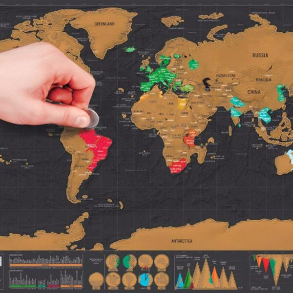 Pôster Mapa Mundi de Viagens Raspadinha - Loja Oficial | XploudShop