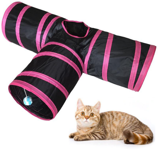 Túnel Para Gatos Dobrável - Brinquedo Interativo Com Bolas E Aberturas