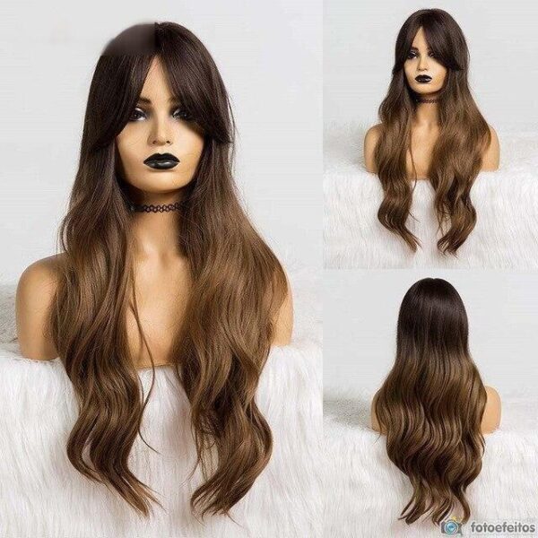 Front Lace Wig Fashion Franja Castanho Médio II 65cm - Loja Oficial | XploudShop