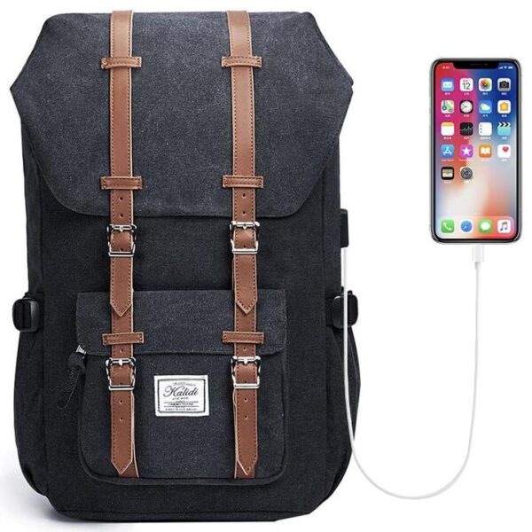 Mochila com Bolso para Notebook (14" a 17"), Alças em Couro e Entrada USB para Carregador - Loja Oficial | XploudShop