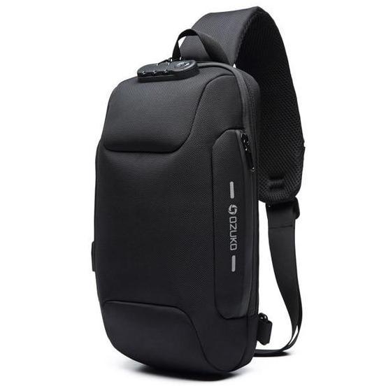 Mochila Transversal À Prova d'Água com Senha Anti Furto, Bolso de Ipad e Entrada USB - Loja Oficial | XploudShop