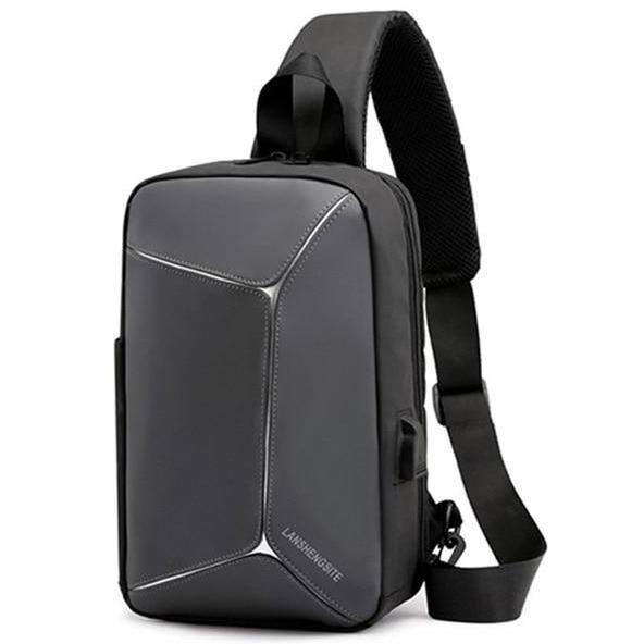 Mochila Transversal À Prova d'Água com Bolso para Celular, Entrada USB e Diversos Compartimentos - Loja Oficial | XploudShop