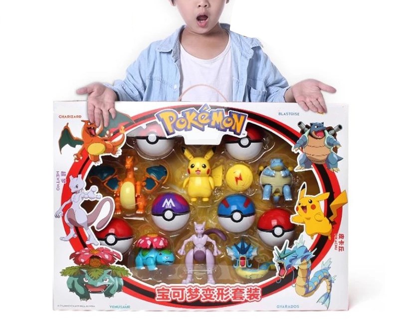 Kit 6 Pokemon Troca Rosto / Face + 6 Pokebolas Boneco Figure